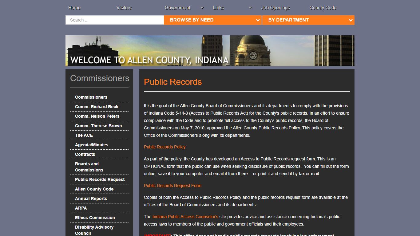 Public Records Request - Allen County, Indiana
